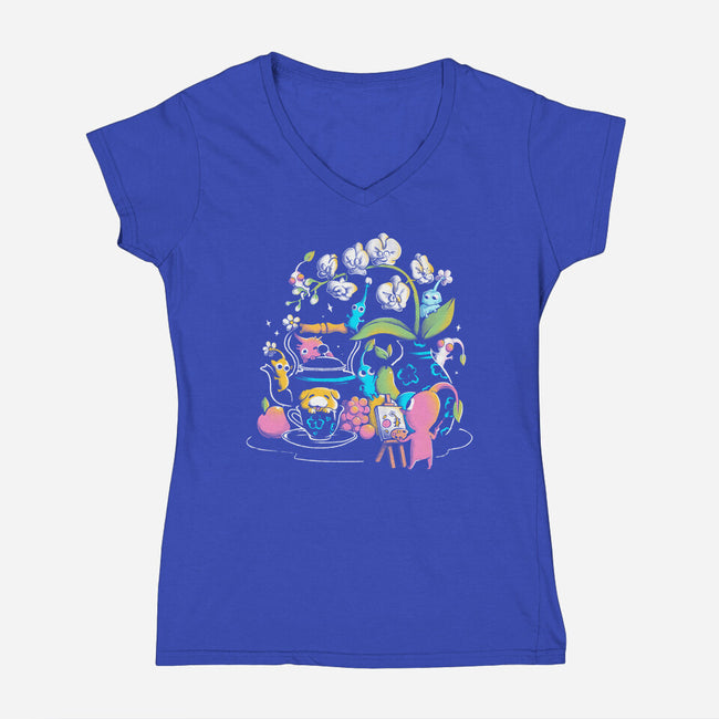 Tiny Artists-Womens-V-Neck-Tee-eduely