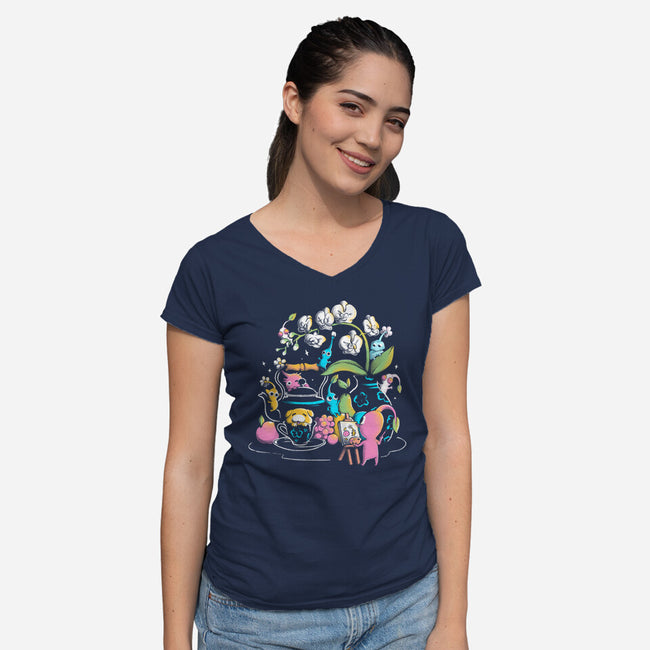 Tiny Artists-Womens-V-Neck-Tee-eduely