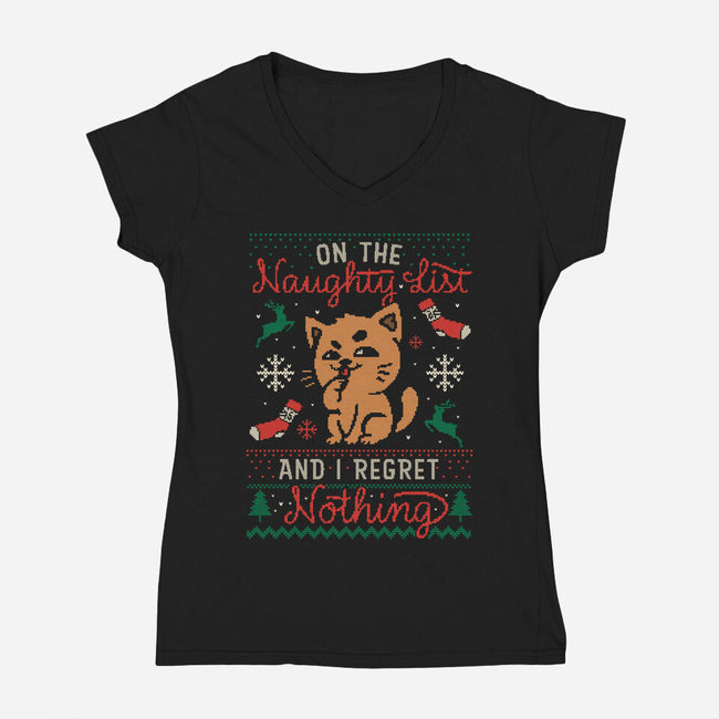 On The Naughty List-Womens-V-Neck-Tee-eduely