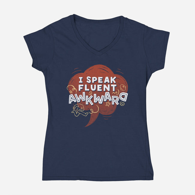 I Speak Fluent Awkward-Womens-V-Neck-Tee-koalastudio