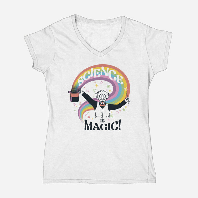 Science Is Magic Einstein-Womens-V-Neck-Tee-tobefonseca