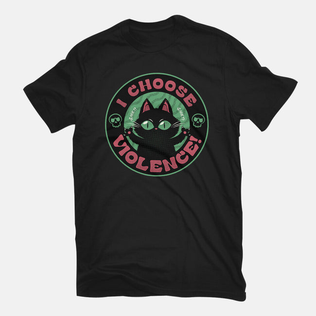 I Choose Violence Funny Cat-Womens-Basic-Tee-tobefonseca