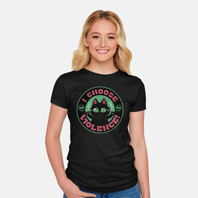 I Choose Violence Funny Cat-Womens-Fitted-Tee-tobefonseca