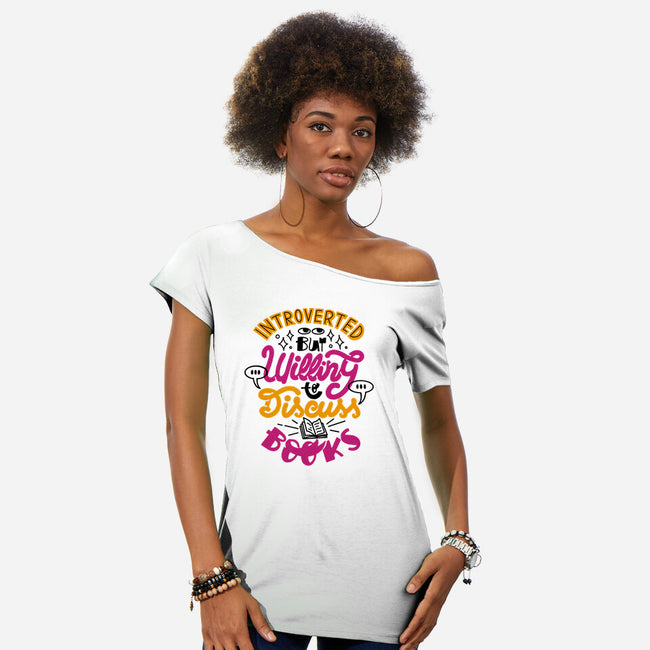 Willing To Discuss Books-Womens-Off Shoulder-Tee-tobefonseca