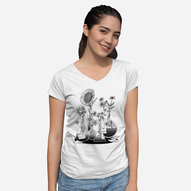 Science Flower Glassware-Womens-V-Neck-Tee-tobefonseca