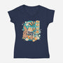 Capybara Japanese Orange Juice-Womens-V-Neck-Tee-tobefonseca