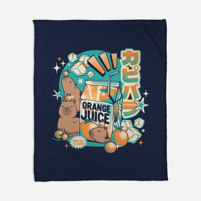 Capybara Japanese Orange Juice-None-Fleece-Blanket-tobefonseca