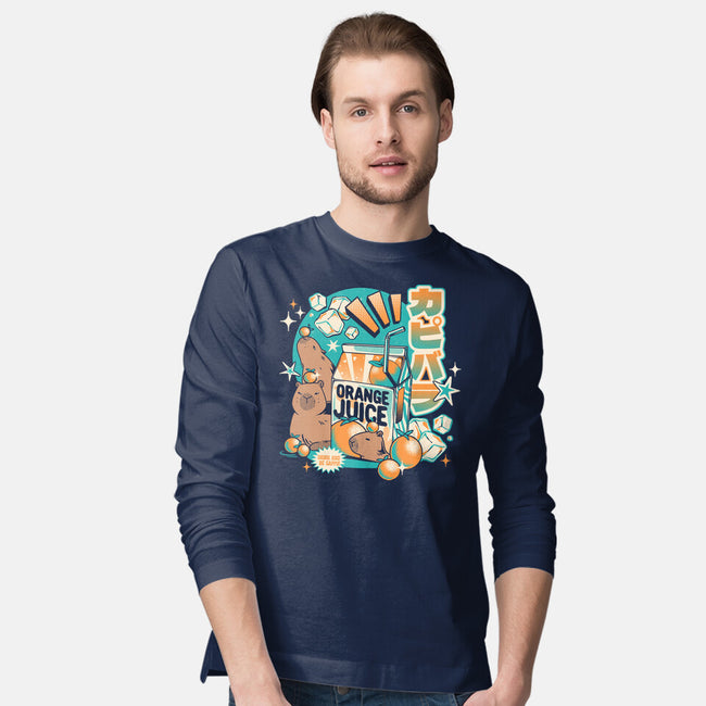 Capybara Japanese Orange Juice-Mens-Long Sleeved-Tee-tobefonseca