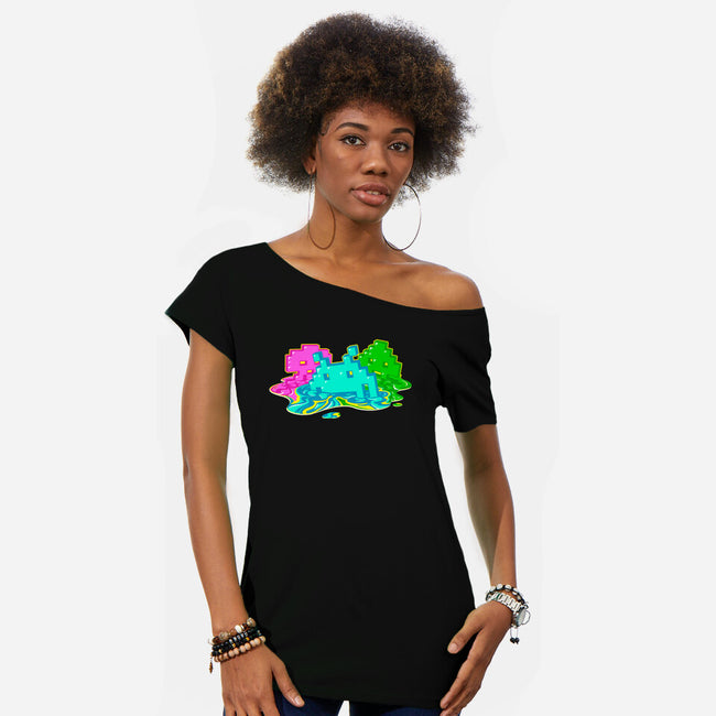 Melted Invaders-Womens-Off Shoulder-Tee-Getsousa!