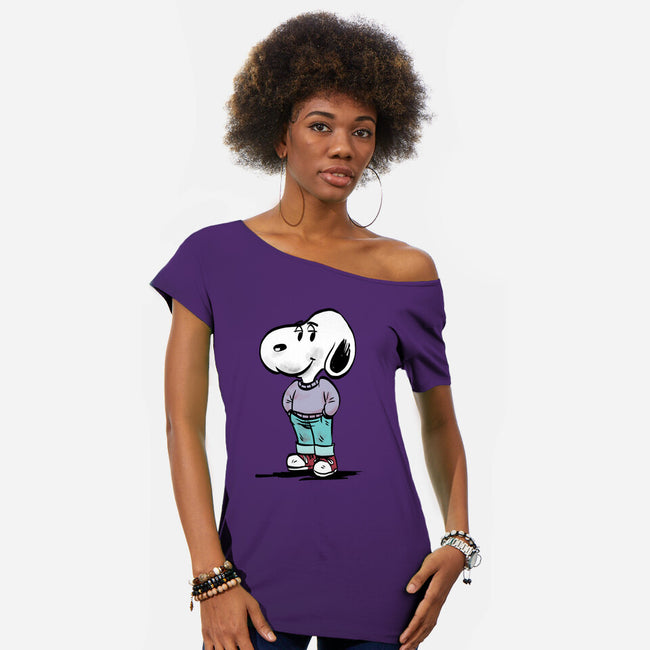 A Chill Beagle-Womens-Off Shoulder-Tee-zascanauta