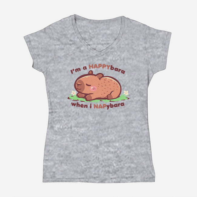 Happybara When I Napybara-Womens-V-Neck-Tee-TechraNova