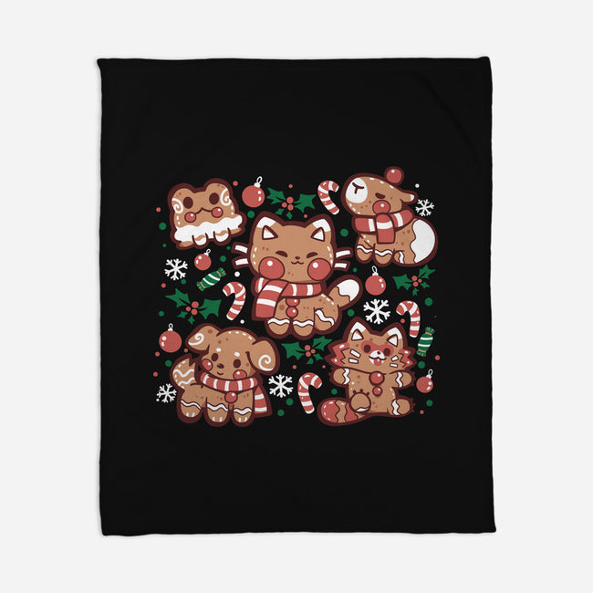 Gingerbread Animals-None-Fleece-Blanket-TechraNova