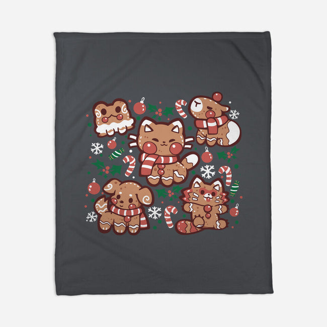 Gingerbread Animals-None-Fleece-Blanket-TechraNova