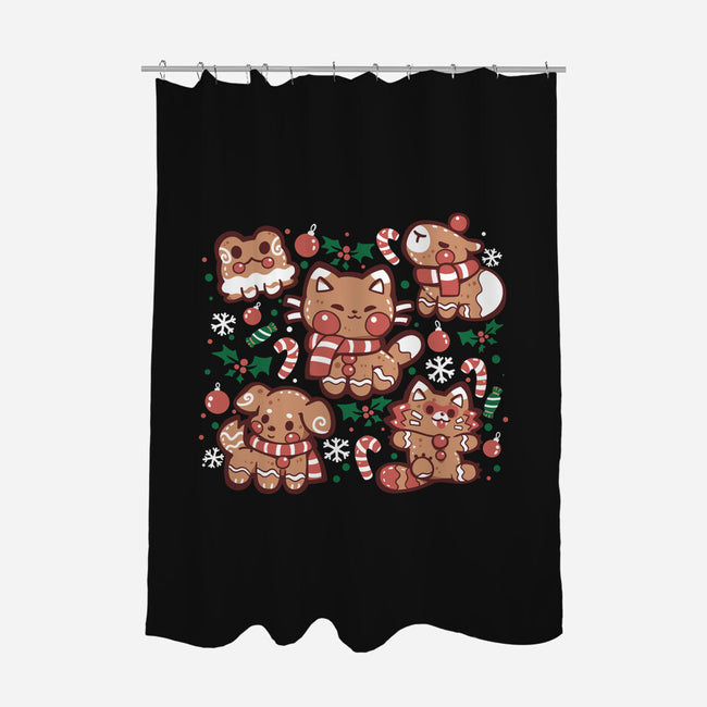 Gingerbread Animals-None-Polyester-Shower Curtain-TechraNova