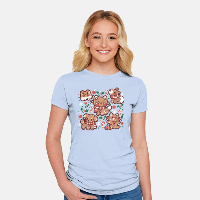 Gingerbread Animals-Womens-Fitted-Tee-TechraNova