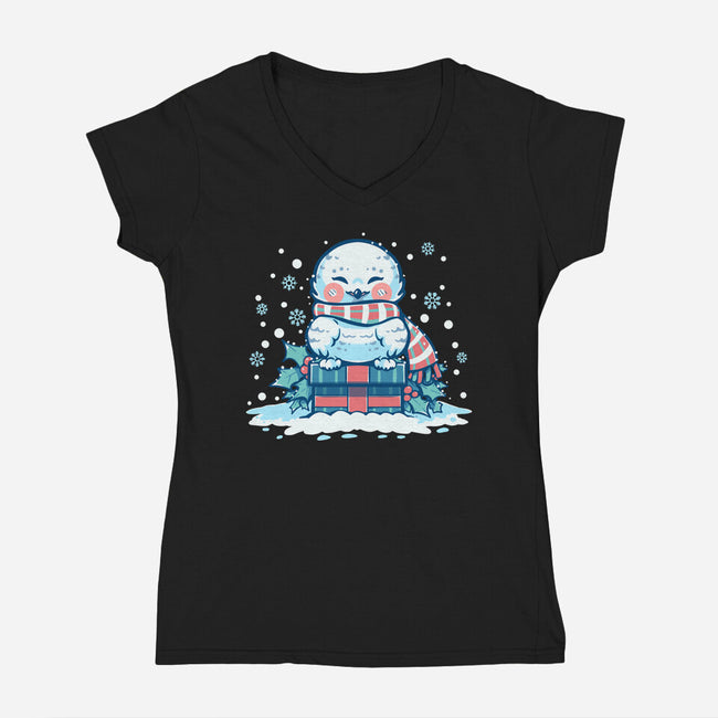 Owlways Love Christmas-Womens-V-Neck-Tee-TechraNova