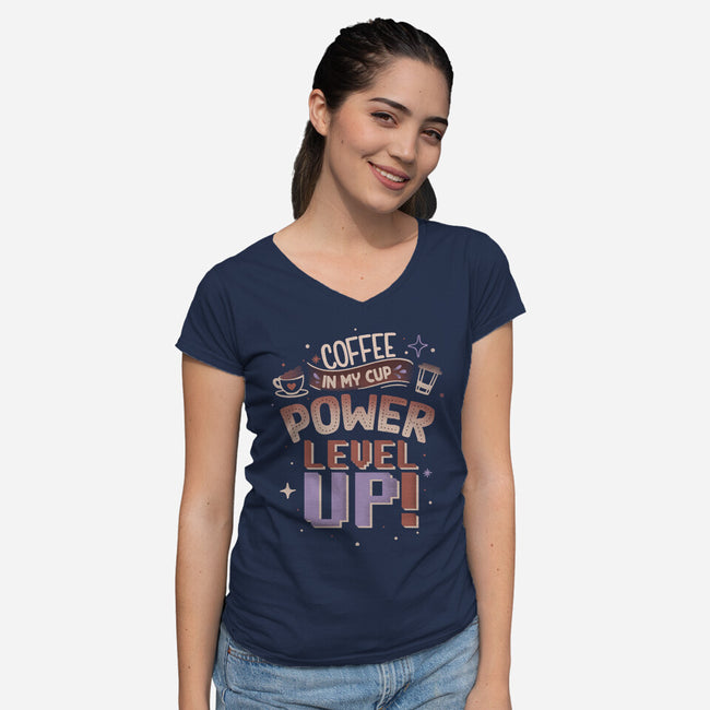 Power Level Up-Womens-V-Neck-Tee-Estudio Horta