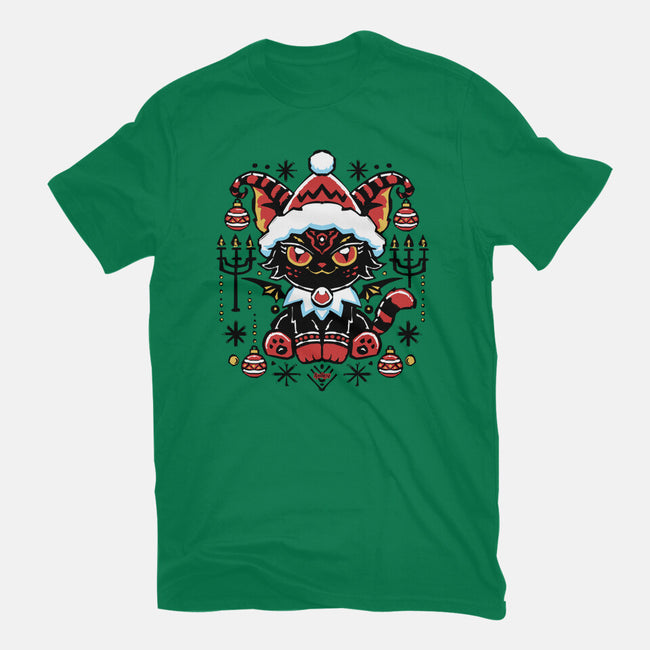 Black Cat Xmas-Womens-Fitted-Tee-Andriu