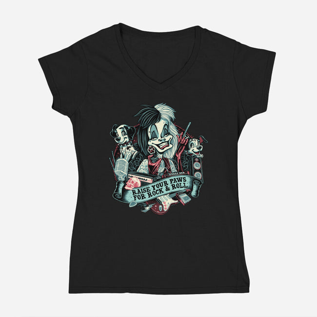 Raise Your Paws For Rock And Roll-Womens-V-Neck-Tee-glitchygorilla