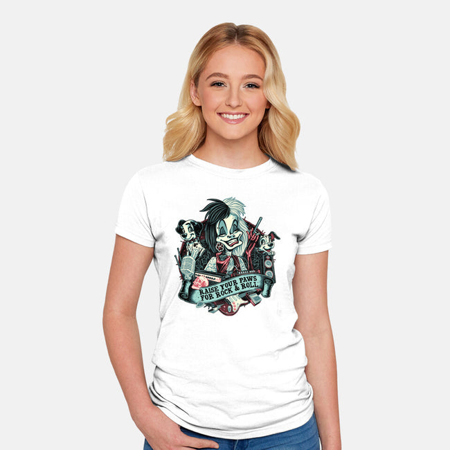 Raise Your Paws For Rock And Roll-Womens-Fitted-Tee-glitchygorilla