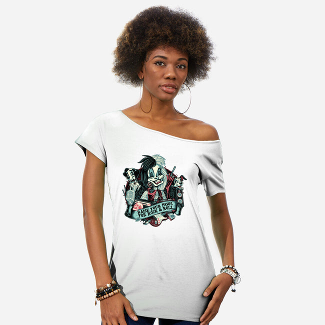 Raise Your Paws For Rock And Roll-Womens-Off Shoulder-Tee-glitchygorilla