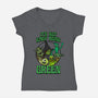 Go Team Green-Womens-V-Neck-Tee-SCelano Design