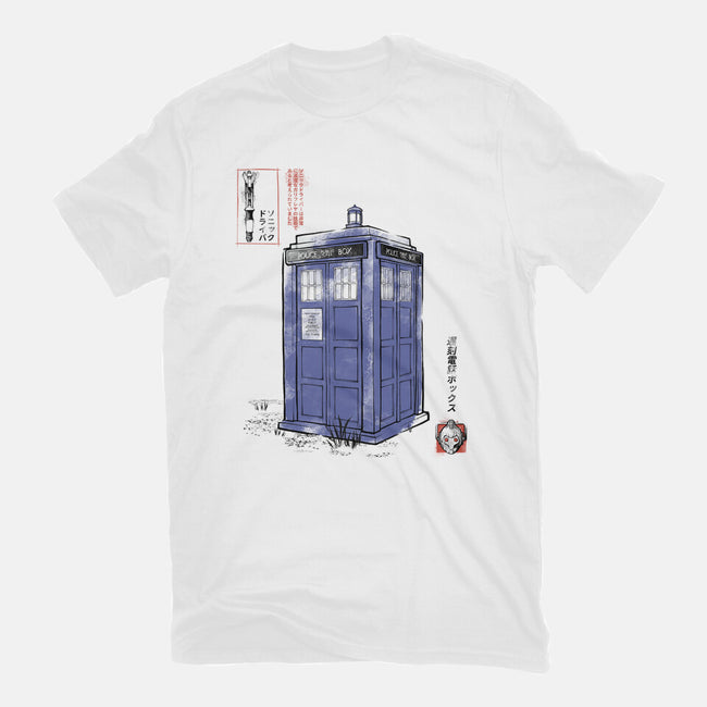 Police Box Sumi-E-Womens-Fitted-Tee-Astrobot Invention