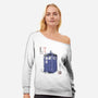 Police Box Sumi-E-Womens-Off Shoulder-Sweatshirt-Astrobot Invention