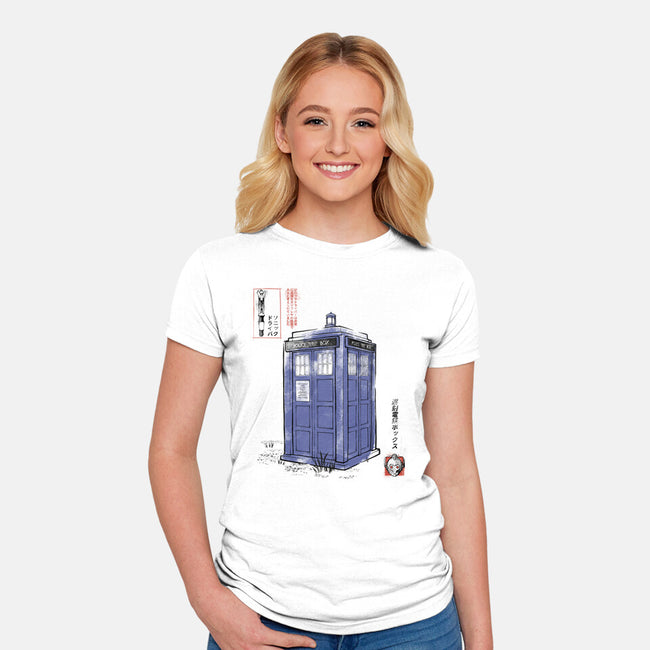 Police Box Sumi-E-Womens-Fitted-Tee-Astrobot Invention