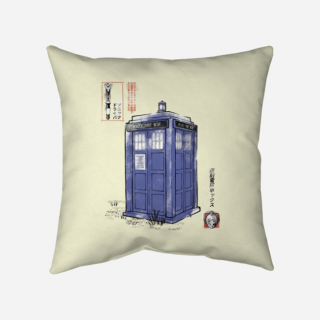 Police Box Sumi-E-None-Removable Cover w Insert-Throw Pillow-Astrobot Invention