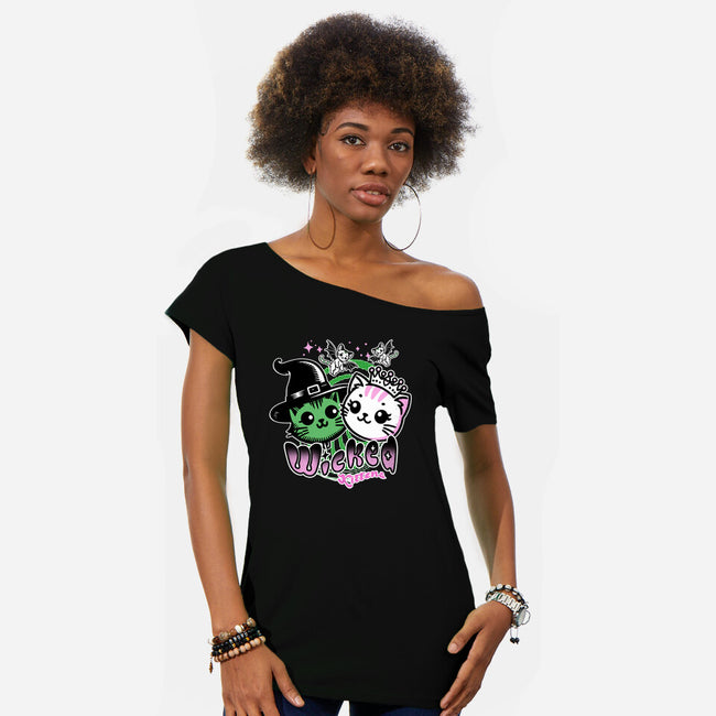 Wicked Kittens-Womens-Off Shoulder-Tee-palmstreet