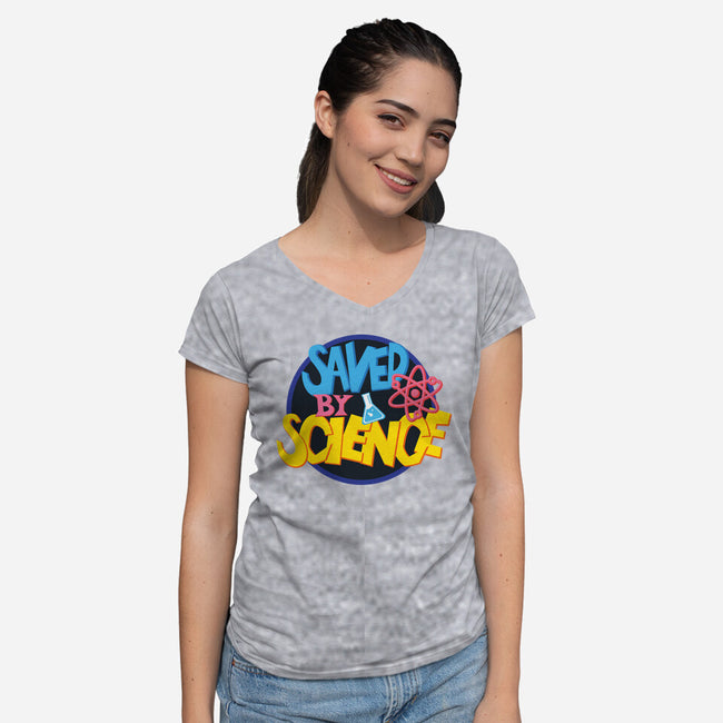 Saved By Science-Womens-V-Neck-Tee-DrMonekers