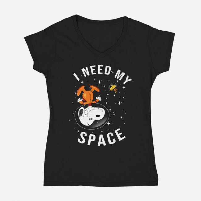 I Need My Space Snoopy-Womens-V-Neck-Tee-MaxoArt