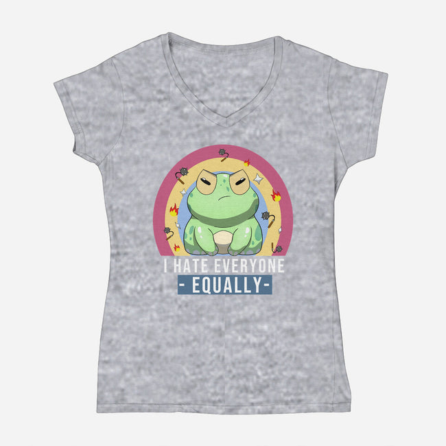 I Hate Everyone Equally-Womens-V-Neck-Tee-MaxoArt