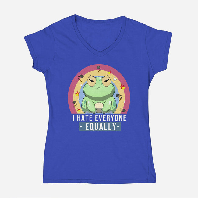 I Hate Everyone Equally-Womens-V-Neck-Tee-MaxoArt