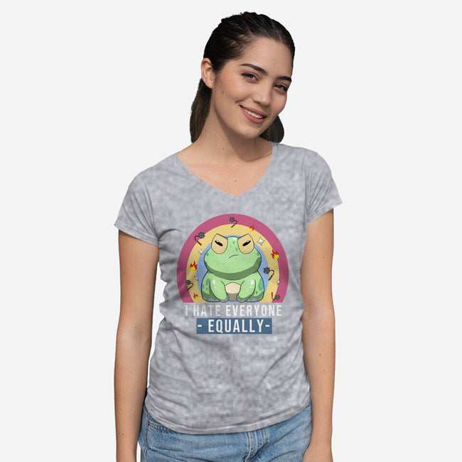 I Hate Everyone Equally-Womens-V-Neck-Tee-MaxoArt