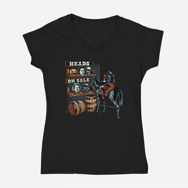 Heads On Sale-Womens-V-Neck-Tee-glitchygorilla