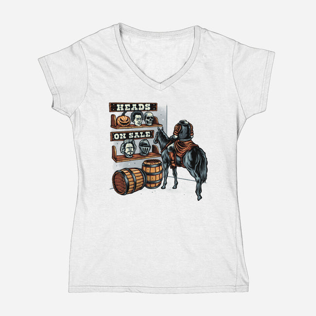 Heads On Sale-Womens-V-Neck-Tee-glitchygorilla