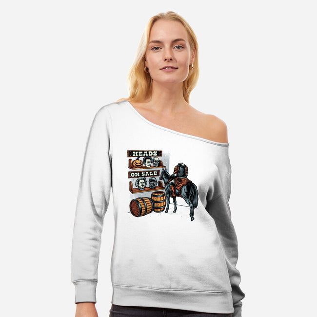 Heads On Sale-Womens-Off Shoulder-Sweatshirt-glitchygorilla