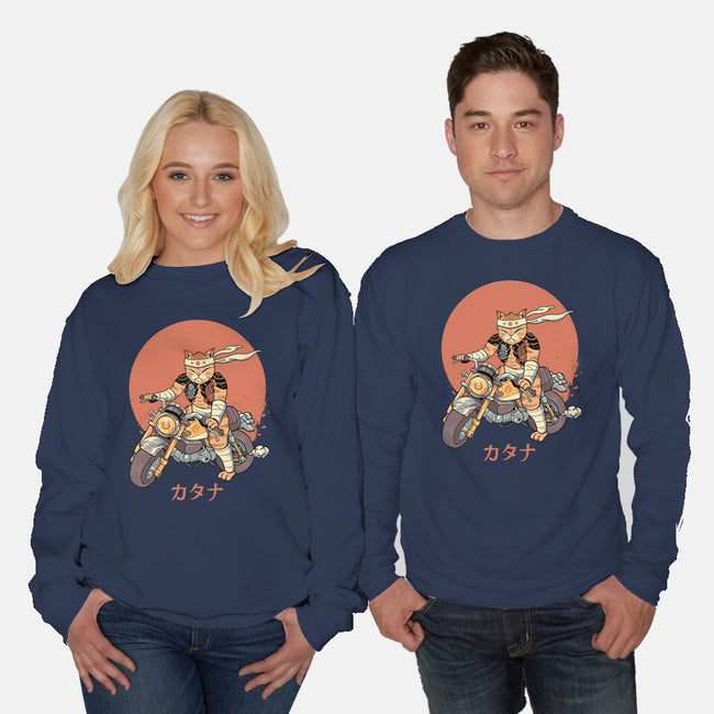 Biker Gang Catana Meowster-Unisex-Crew Neck-Sweatshirt-vp021