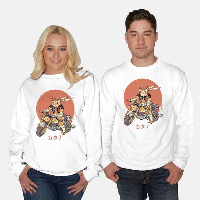 Biker Gang Catana Meowster-Unisex-Crew Neck-Sweatshirt-vp021