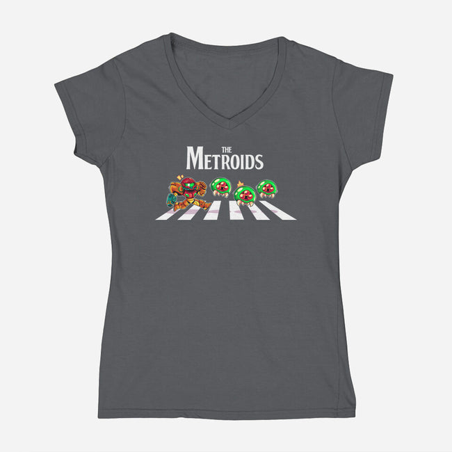 The Metroids-Womens-V-Neck-Tee-2DFeer