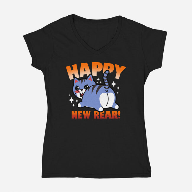 Happy New Rear-Womens-V-Neck-Tee-Boggs Nicolas