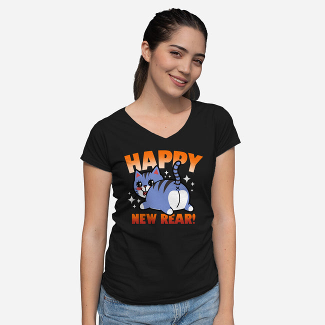 Happy New Rear-Womens-V-Neck-Tee-Boggs Nicolas