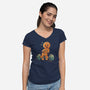 Gingerbread Workout-Womens-V-Neck-Tee-worlddominationforcats