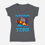 Hippo Moo Year-Womens-V-Neck-Tee-Boggs Nicolas