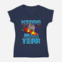 Hippo Moo Year-Womens-V-Neck-Tee-Boggs Nicolas