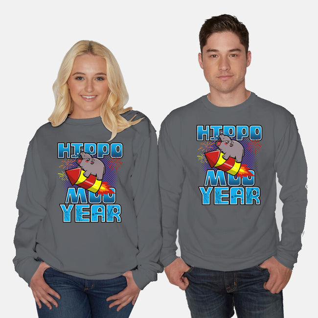 Hippo Moo Year-Unisex-Crew Neck-Sweatshirt-Boggs Nicolas