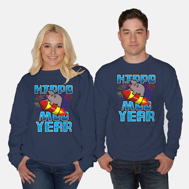 Hippo Moo Year-Unisex-Crew Neck-Sweatshirt-Boggs Nicolas