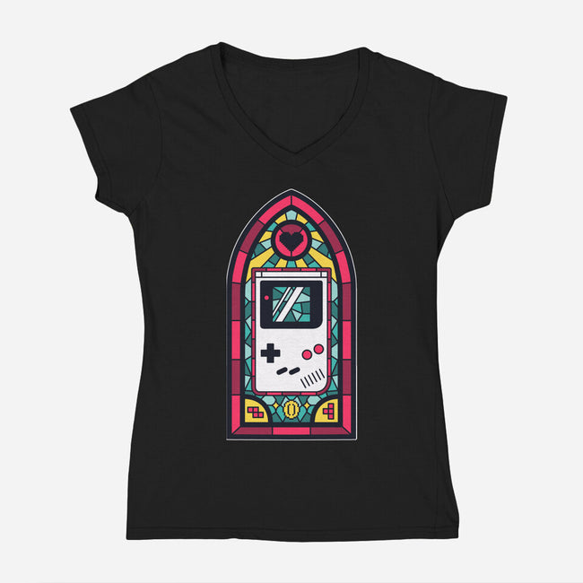 8Bits Stained Glass-Womens-V-Neck-Tee-paulagarcia